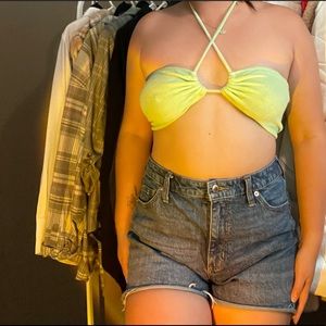 Lime Green Multi Cross Top/Bralette